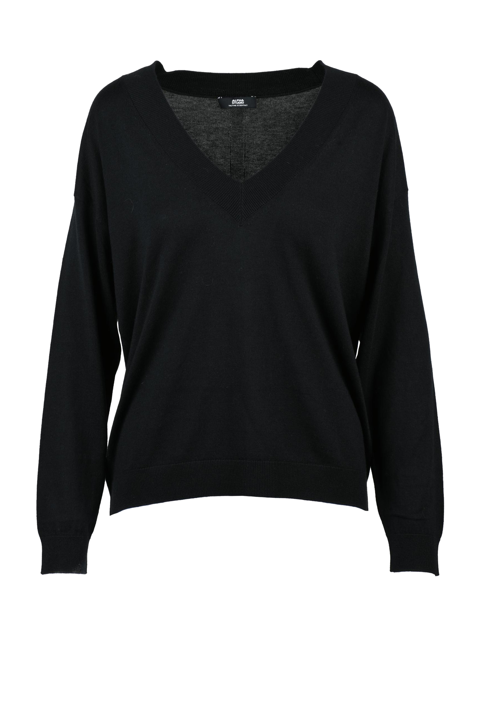 Pullover a V Donna Nero