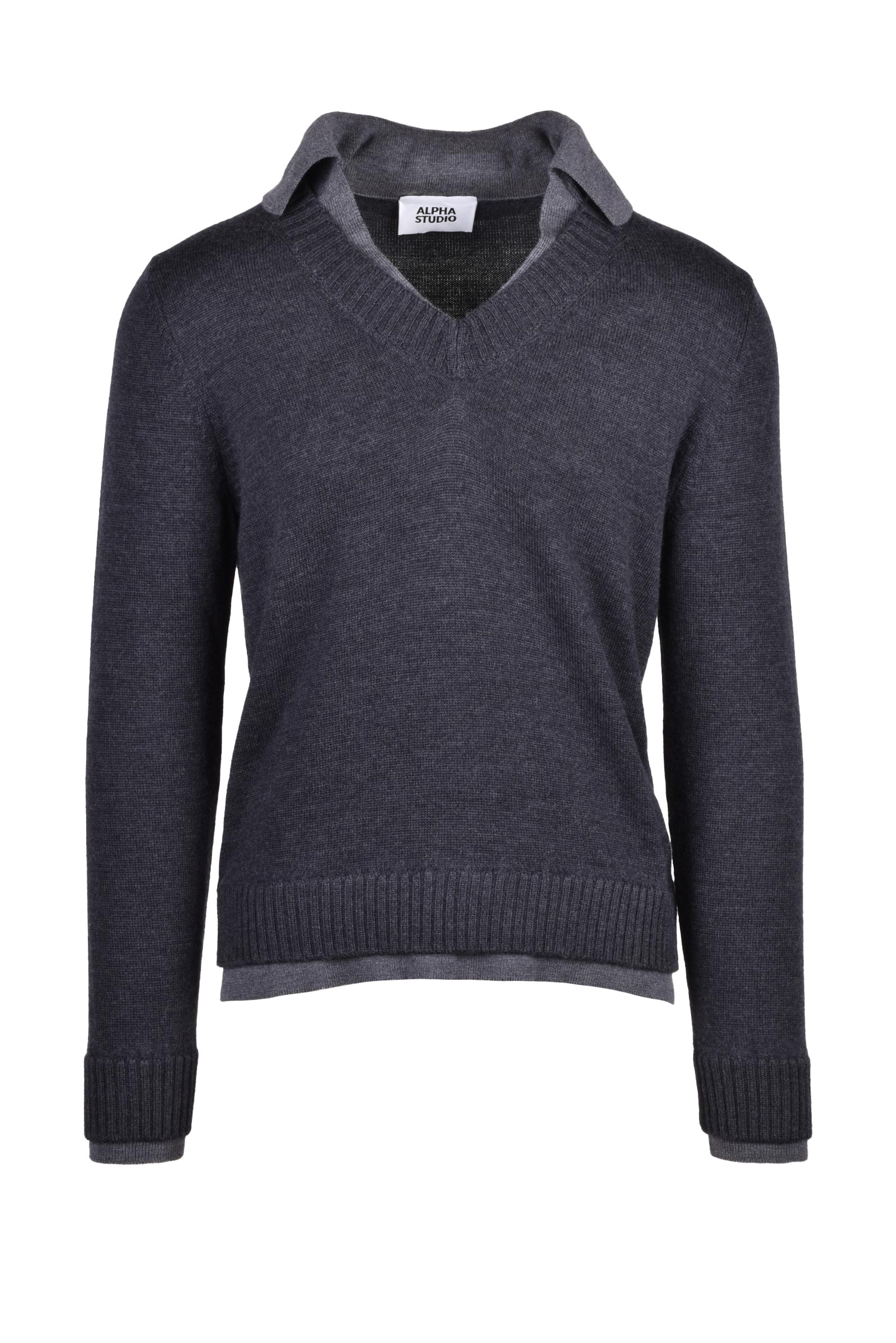 Polo in Maglia Grigio