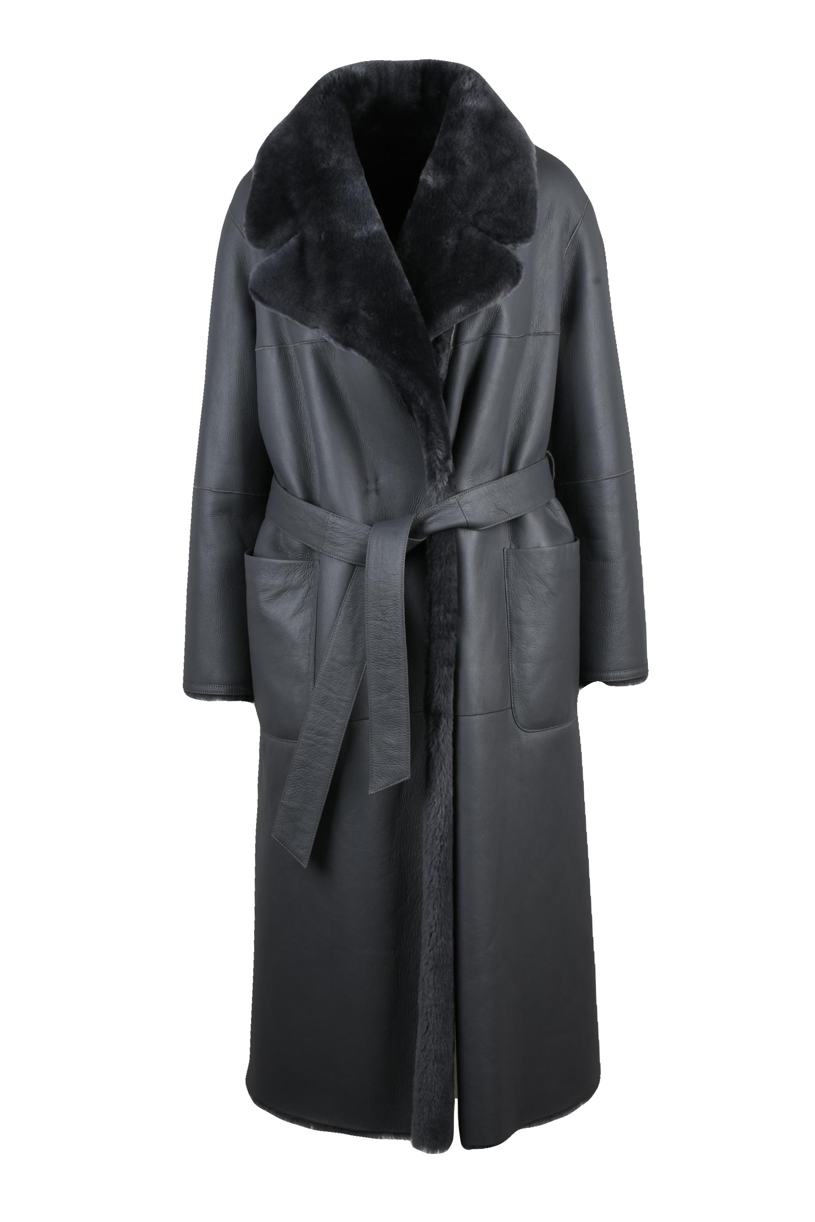 Trench in pelle Grigio